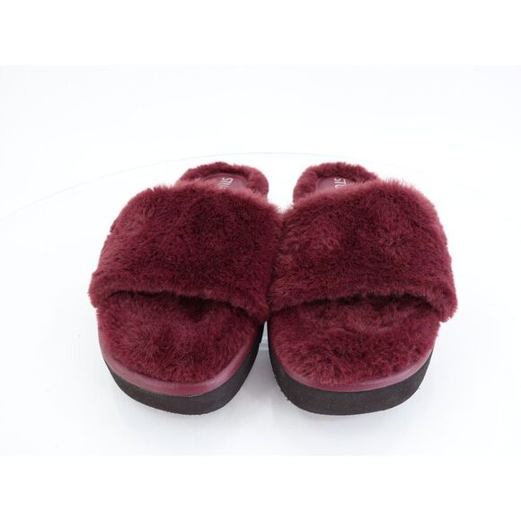 Stuart Weitzman Elodie Chill Slide Tan Burgundy Sandals Faux Fur Women's 5B - Picture 4 of 12